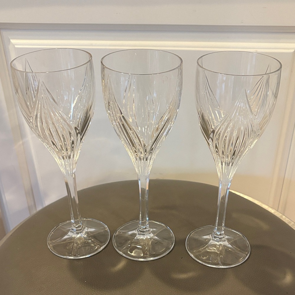 Gorham PRIMROSE Crystal Wine Goblets SET OF 3, 1990s